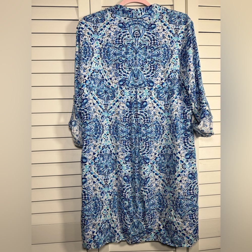 Lilly Pulitzer Women’s Lillith Tunic Blue White Dress “Call My Shell Phone” Med - Picture 5 of 9